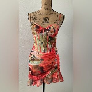 PrettyLittleThing Multicolor Strapless Dress